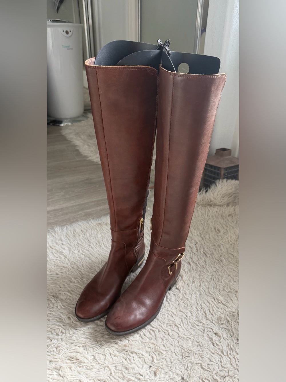 Vince Camuto Tall Brown Leather Over-the-Knee Riding Boots SZ 6